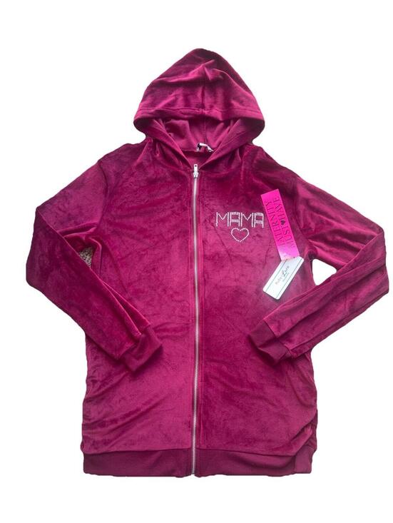 Tops - Ruby & Lace Maternity Velour Zip Hoodie Mama Size Small New